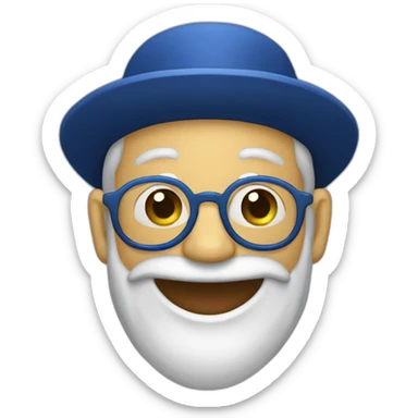 a rabbi with a dark blue beard laughing sticker
