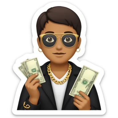 Knight helmet gold chain dark glasses money sticker