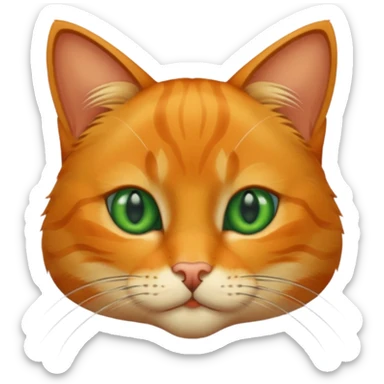 cat head, orange, stylish. green eyes sticker