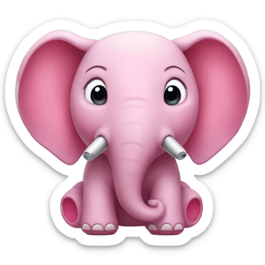 Cute pink elephant wearing airpods max sticker