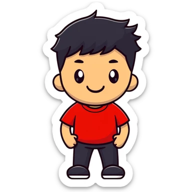 Meno character wearing a red t-shirt sticker