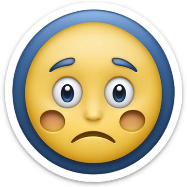 round yellow emoji face Apple Color Emoji style, upper half with dark blue anime shadow, wide blank eyes, trembling frown, mental collapse, minimal, colorful, emoji-like sticker