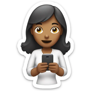 mujer viendo su celular sticker