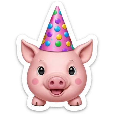 Party Pig – small pig with cone party hat and confetti sticker