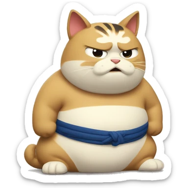 A sumo wrestle cat sticker