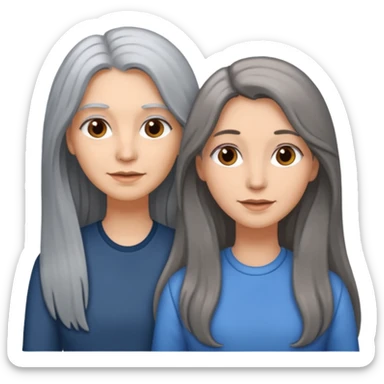 2 Frauen, die sich gerne haben, davon 1 grauhaarig, 1 braunhaarig, lange Haare sticker