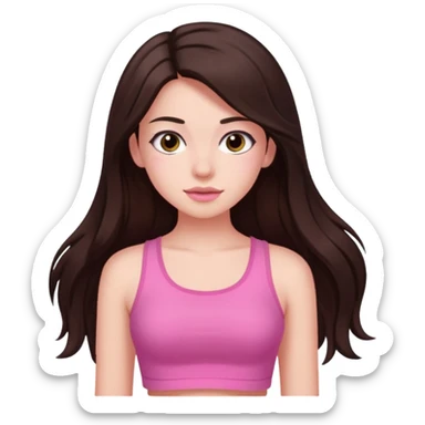 Azzyland with long dark brown hair, pink crop top sticker