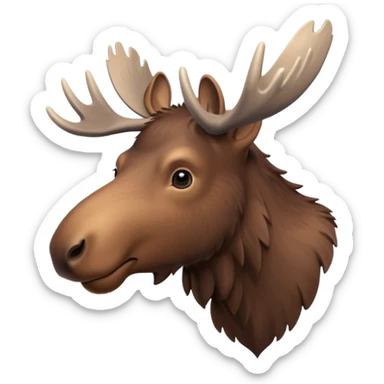 A high-resolution digital illustration of a young moose in a clean, semi-realistic style. The young moose is shown facing sideways head tilted  sticker