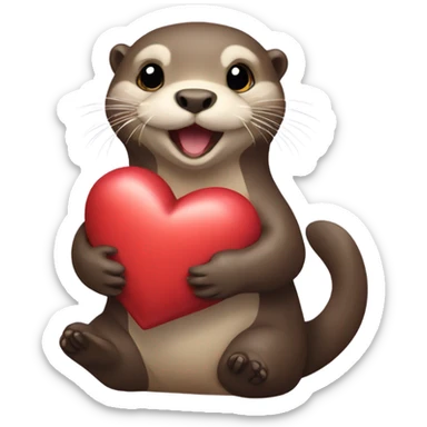 otter holding a heart  sticker