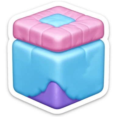 Cubed cotton candy in the order of cyan, blue, pink, and purple. sticker