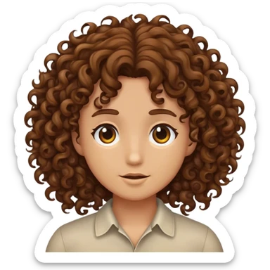Brown hair curly  sticker