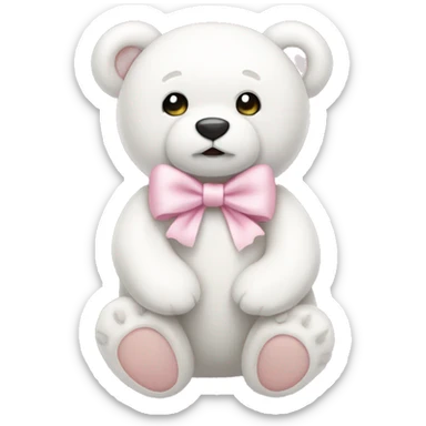 White teddy bear with light pink bow sticker