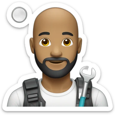 Black bald male with beard holding wrench sticker