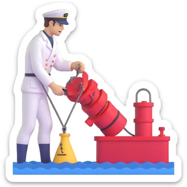 Complete process from sailor at winch pulling up sample, transferring to lab, and scientists analyzing marine sediments sticker