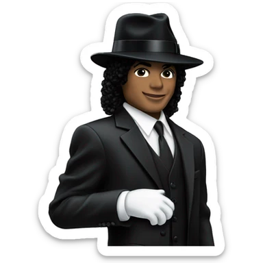 “Michael Jackson in a black suit, white glove, and fedora,.” sticker
