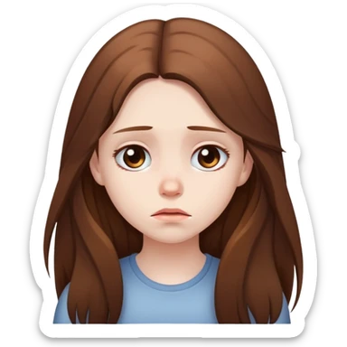 Sad girl with brown long hair  sticker