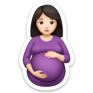 very heavily pregnant overdue woman with super  huge round belly sticker