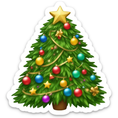 decorated christmas tree sticker