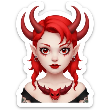 devil girl with tattoo sticker