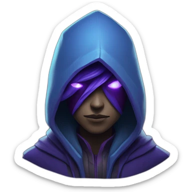 Riot Games Valorant Omen Video game character blue purple hooded assassin themed character shrouded wraith sticker