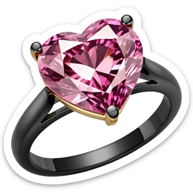 Pink Diamond heart gold ring sticker