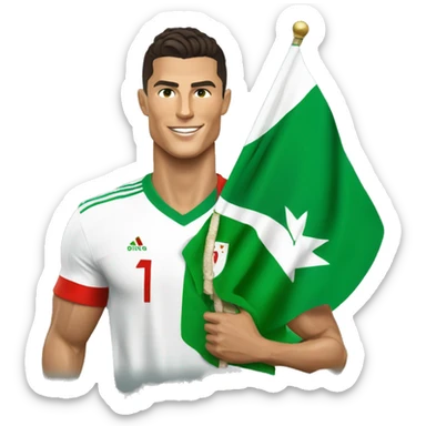 Cristiano Ronaldo holding the Algerian Flag sticker