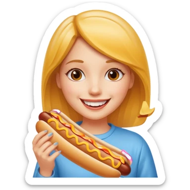 girl holding hot dog sticker