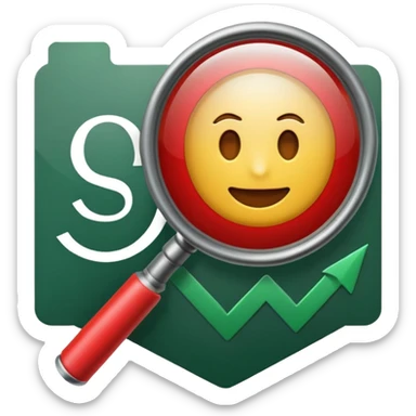 Create a clean emoji-style icon representing “Challenge Review”.Include a document with a red warning symbol, a magnifying glass overlay of dark green color, and a small refresh arrow. sticker