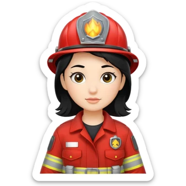 girl fireman with black hair sticker