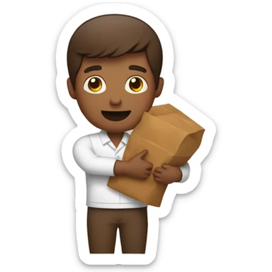 person holding brown pile sticker