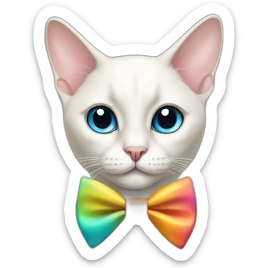white siamese cat wearing a colorful bowtie sticker