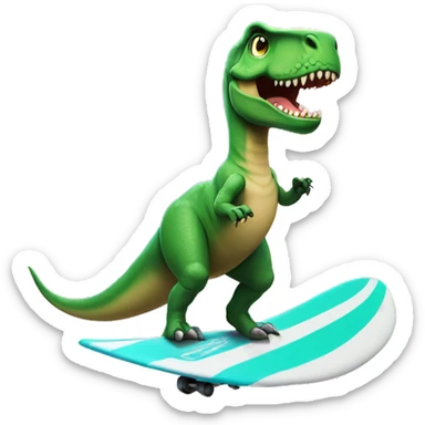 t-Rex wearing a tutu on a surfboard sticker