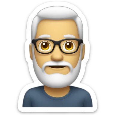 a white man with square glasses and full beard with a text balloon on top of his head sticker