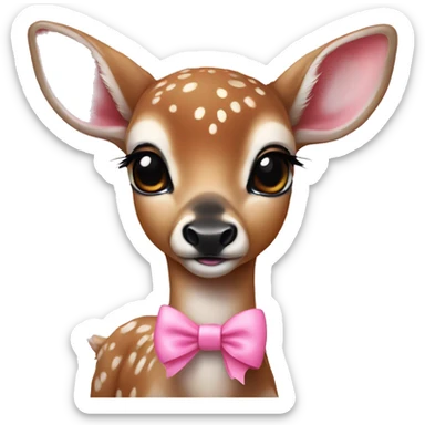 realistic baby deer wearing pink bows sticker