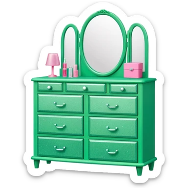 barbie dresser green with glitter sticker