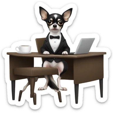 Black and white chihuahua that is running a business  sticker