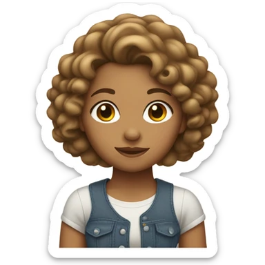 tan skined girl with curly side part sticker