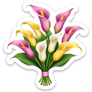 calla lily flower multicolor bouquet sticker