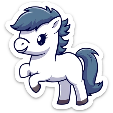 eager pony with hair blowing in the wind sticker