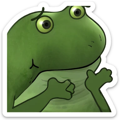 pepo the frog with hands on cheeks, surprised sticker