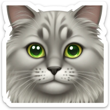 Fluffy cat with green eyes sticker