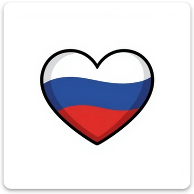 Heart painted in the colors of the Russian flag sticker
