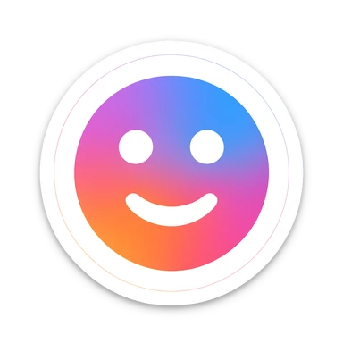 Frame 1: Colorful gradient background with smiley face, no grid lines (keyframe for morph animation) sticker