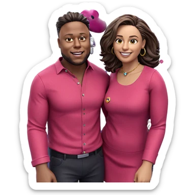 smiling couple with accessories sticker