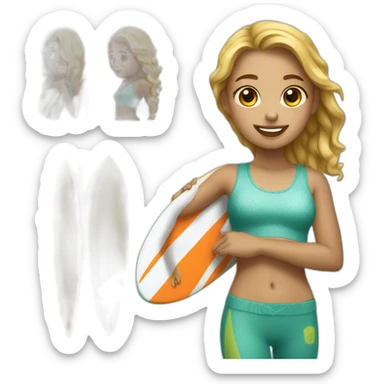 Girl with surfboard sticker