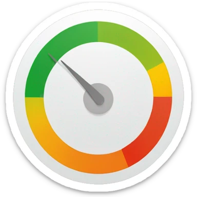 credit score graphic with green yellow orange red dial and numbers sticker