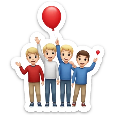 5 white kids letting one ballon go sticker