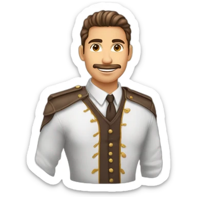 Joven de mitad de cuerpo piel blanca cabello largo cafe  cadena con dije de caballo grande en el cuello sticker