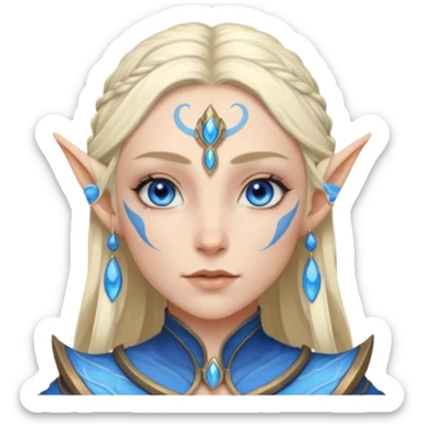 ESO female water elf with scale skin warrior with lashes and earrings sticker