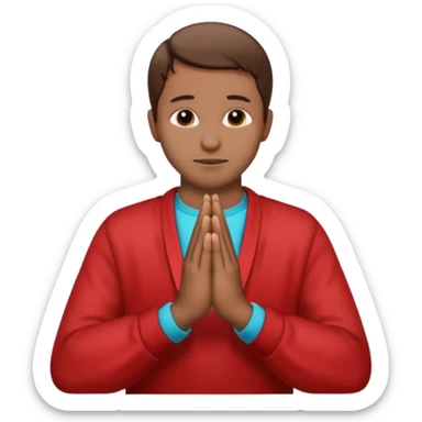 Brown praying hands emoji but with red sleeves instead of blue   sticker